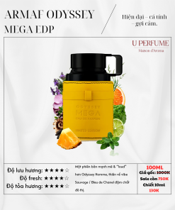 Armaf Odyssey Mega EDP – nước hoa nam chính hãng mang phong cách hiện đại, nam tính và cuốn hút. Lưu hương 7–10h, tỏa hương xa. Mua ngay tại Uperfume – shop nước hoa Đà Nẵng uy tín, giá tốt.