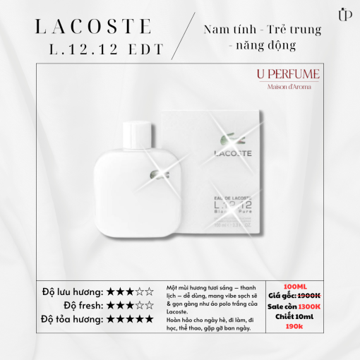 Nước Hoa Nam Lacoste L.12.12 Blanc EDT