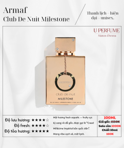 Armaf Club De Nuit Milestone 105ML – nước hoa unisex sang trọng, bền mùi và thanh lịch, gợi nhớ Creed Millésime Impérial. Mua ngay tại UPerfume – shop nước hoa chính hãng Đà Nẵng, giá tốt.