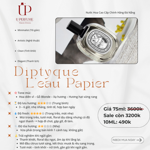 Nước Hoa Unisex Diptyque L’Eau Papier EDT