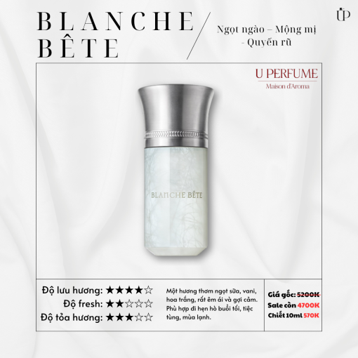 Les Liquides Imaginaires Blanche Bête 100ml – nước hoa unisex cao cấp, tinh khiết và quyến rũ. Mua nước hoa chính hãng tại Uperfume – shop nước hoa Đà Nẵng uy tín, giá tốt, freeship toàn quốc.