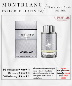 Montblanc Explorer Platinum EDP – nước hoa nam cao cấp, hương gỗ thơm mát, sang trọng & bền bỉ. Mua chính hãng tại UPerfume - shop nước hoa Đà Nẵng chính hãng ngay hôm nay!