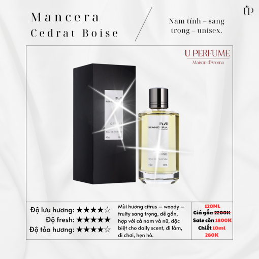 Nước Hoa Unisex Mancera Cedrat Boise EDP