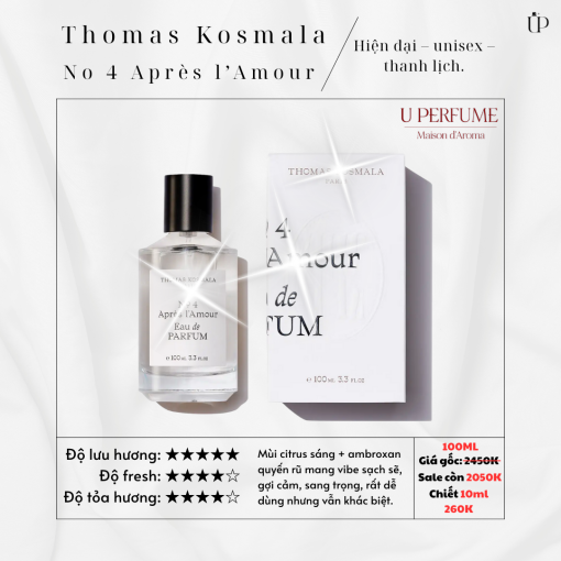 Nước Hoa Unisex Thomas Kosmala No 4 Après l’Amour EDP