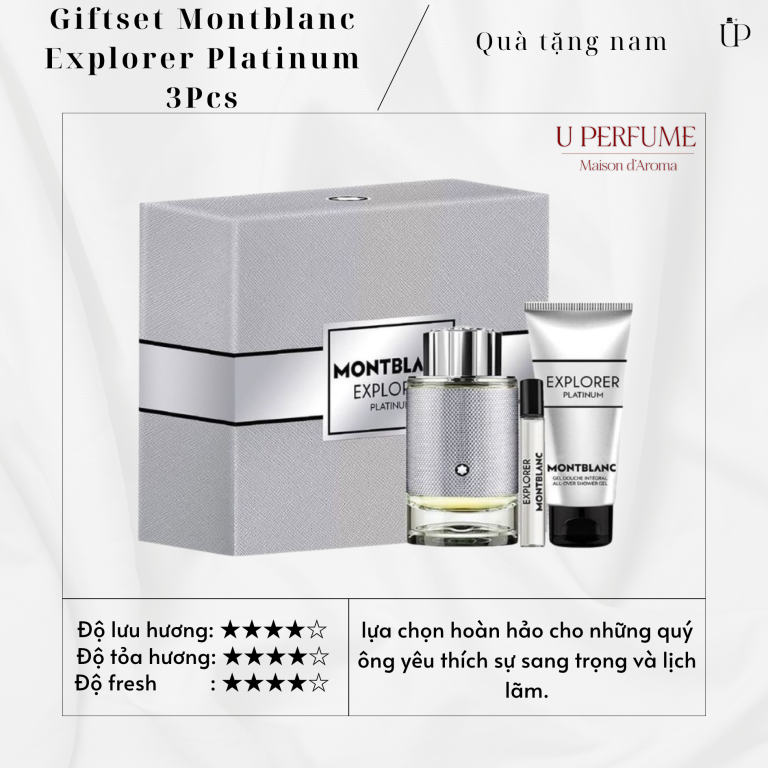 Giftset Nước Hoa Nam Montblanc Explorer Platinum 3pcs