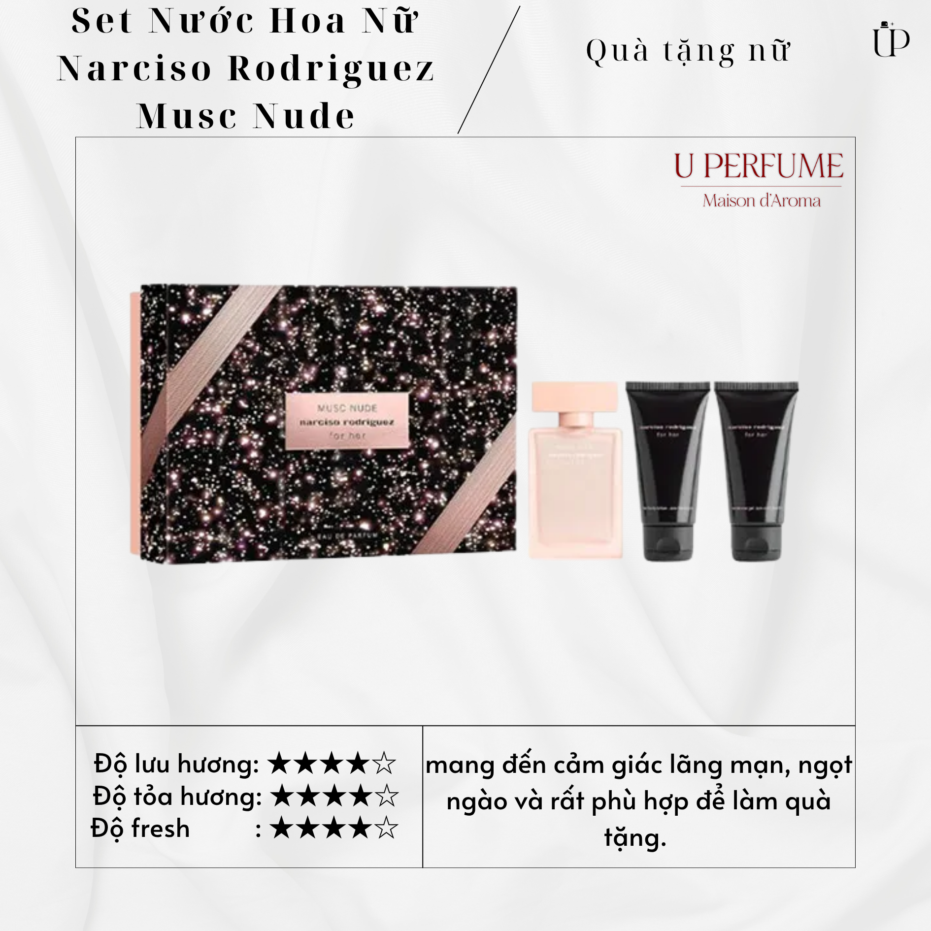 Giftset Nước Hoa Nữ Narciso Rodriguez For Her Musc Nude 3pcs